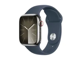 Смарт-часы Apple Watch Series 9 GPS + Cellular 45mm Silver S. Steel Case w. Storm Blue S. Band - M/L (MRMP3)