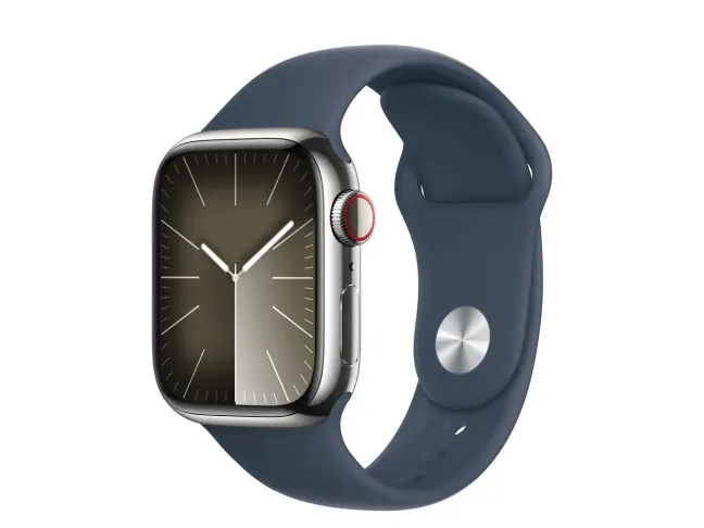 Смарт-годинник Apple Watch Series 9 GPS + Cellular 45mm Silver S. Steel Case w. Storm Blue S. Band - M/L (MRMP3)