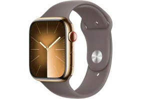 Смарт-часы Apple Watch Series 9 GPS + Cellular 45mm Gold S. Steel Case w. Clay Sport Band - M/L (MRMT3)