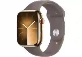 Смарт-годинник Apple Watch Series 9 GPS + Cellular 45mm Gold S. Steel Case w. Clay Sport Band - M/L (MRMT3)