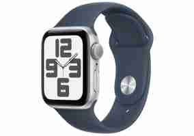 Смарт-годинник Apple Watch SE 2 GPS 44mm Silver Aluminium Case with Storm Blue Sport Band M/L (MREE3)