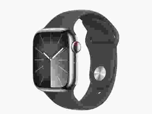 Смарт-часы Apple Watch Series 9 GPS + Cellular 45mm Silver S. Steel Case w. Storm Blue Sport Band - S/M (MRMN3)