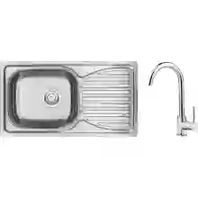 Кухонна мийка Deante Doppio 780х430х160 мм (ZENB0113) із змішувачем Luno BOC_062M