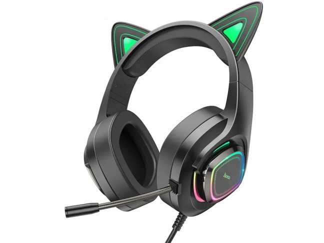Навушники з мікрофоном Hoco W107 Cute Cat Ears Elf (W107B) (6931474791269)