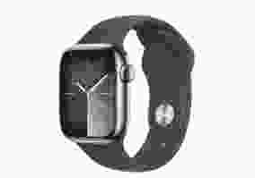 Смарт-годинник Apple Watch Series 9 GPS + Cellular 41mm Silver S. Steel Case w. Storm Blue Sport Band - M/L (MRJ33)