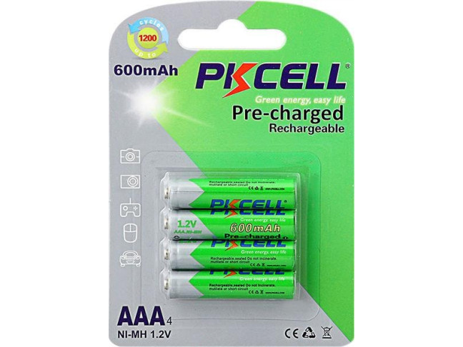 Акумулятор PKCELL Ni-MH RTU AAA 600mAh BL/4 (AAA600-4B)