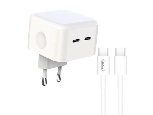 Зарядний пристрій  XO L102 35W/2 USB-C + Type-C NB124 White