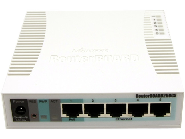 Коммутатор управляемый MikroTik RB260GS (CSS106-5G-1S)