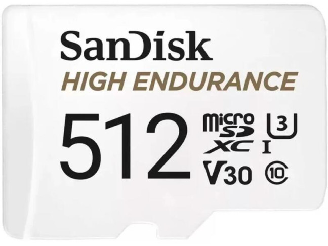 Карта пам'яті SanDisk 512Gb microSDXC Class 10 UHS-I U3 High Endurance + SD адаптер (SDSQQNR-512G-GN6IA)
