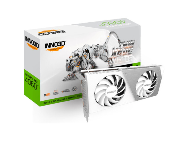 Видеокарта Inno3D GEFORCE RTX 4060 Ti 8GB TWIN X2 OC WHITE (N406T2-08D6X-171153W)