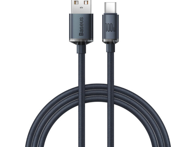 Кабель USB Type-C BASEUS Crystal Shine Series Fast Charging Data Cable USB to Type-C 100W 1.2m Black (CAJY000401)
