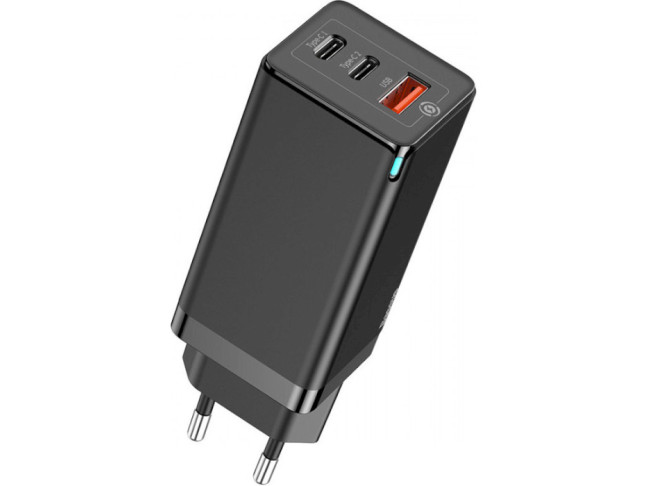 Мережевий зарядний пристрій BASEUS GaN3 Pro Fast Charger 2xType-C+USB 65W Black (CCGP050101)