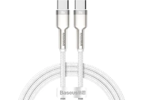 Кабель BASEUS Cafule Metal Type-C to Type-C 100W 1m White (CATJK-C02)