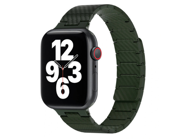 Ремешок WiWU Carbon Fiber Рattern Мagnetic 42/44/45/49mm Green (Wi-WB009)