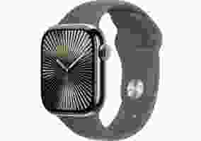 Смарт-годинник Apple Watch Series 10 GPS + Cellular 46mm Natural Titanium Case w. Stone Grey Sport Band - M/L (MWYA3)