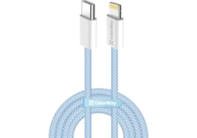 Кабель ColorWay USB Type-C to Lightning 27W 1m Blue (CW-CBPDCL061-BL)