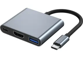 Мультипортовый адаптер Dynamode 3-in-1 USB3.0 87W Grey (6910056091010)