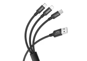Кабель Hoco X14 3-in-1 USB Type-A to Lightning/Micro USB/USB Type-C Black (6931474719157)