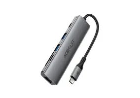 USB-хаб Acefast J18 6-in-1 HUB Metal Gray (6974316285939)