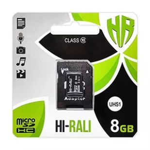 Карта памяти Hi-Rali 8 GB microSDHC class 10 UHS-I (U1) + SD adapter (HI-8GBSD10U1-01)